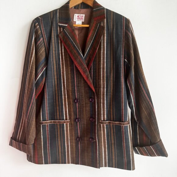 Vintage Mister Leonard Striped Linen Blend Blazer 10 - Picture 3 of 7
